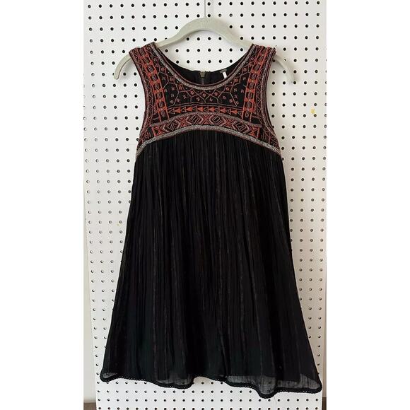 Free People Embroidered Beaded Aztec Dress Size 4 - Picture 2 of 5